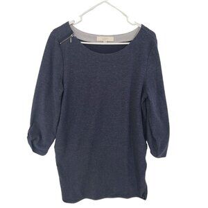 Loft Women's Long Sleeve Knit Shift Mini Dress Dark Blue Size L Casual, Office